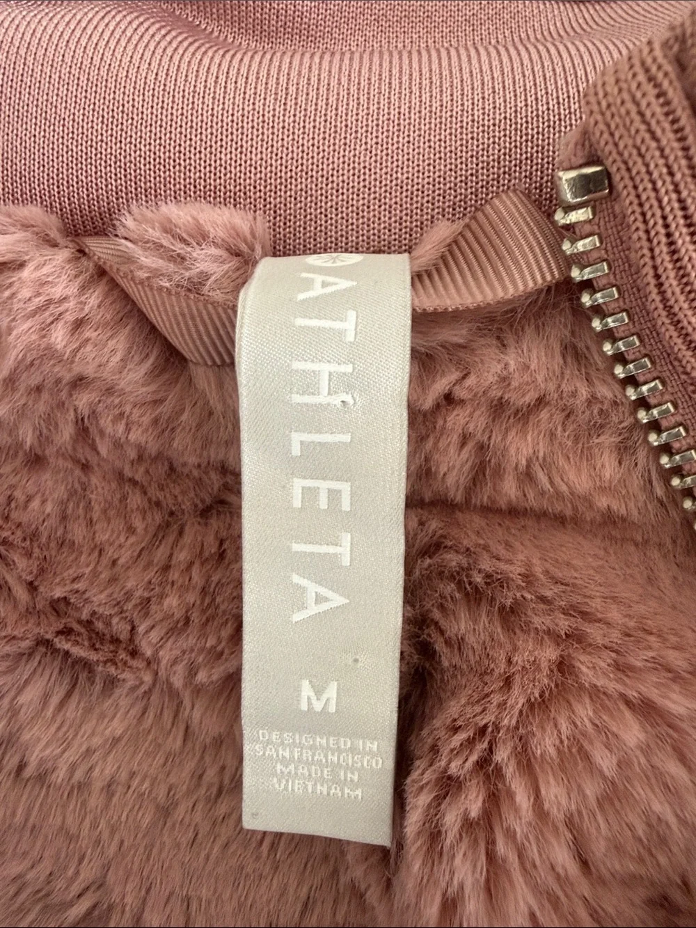 Athleta Dusty Pink Faux Fur-Lined Womens’s Hooded Jacket